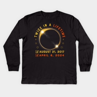 Twice In A Lifetime Solar Eclipse 2024 Total Eclipse Kids Long Sleeve T-Shirt